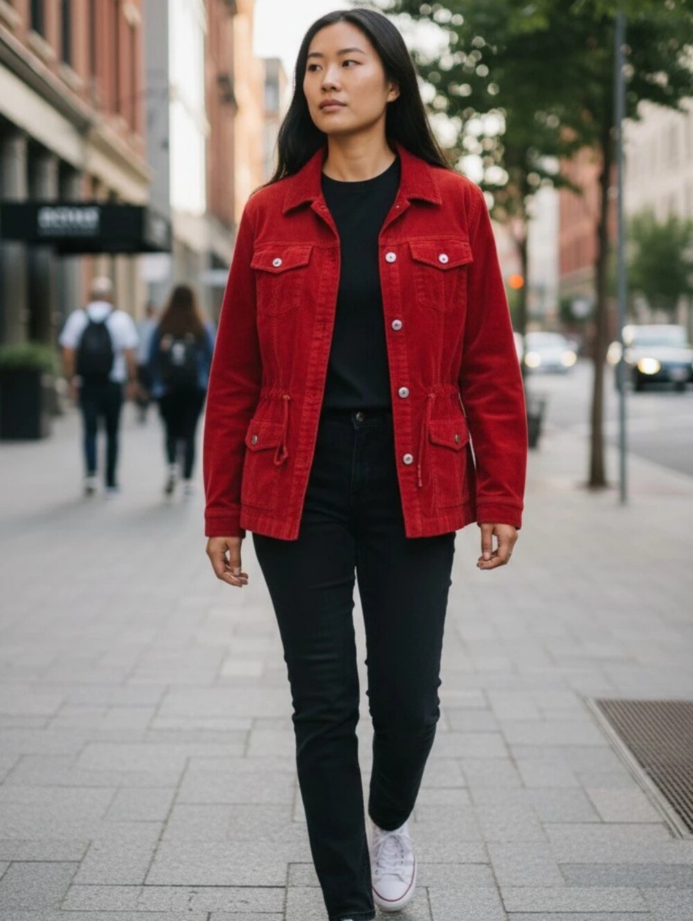 CHRISTOPHER & BANK Women’s Red Corduroy Jacket - Classic Button-Front SIZE LARGE